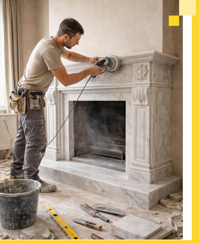 Изготовление и установка мраморных каминов в Новосибирске под ключ