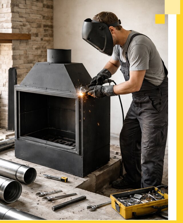 Продажа и установка металлических каминов в Новосибирске под ключ