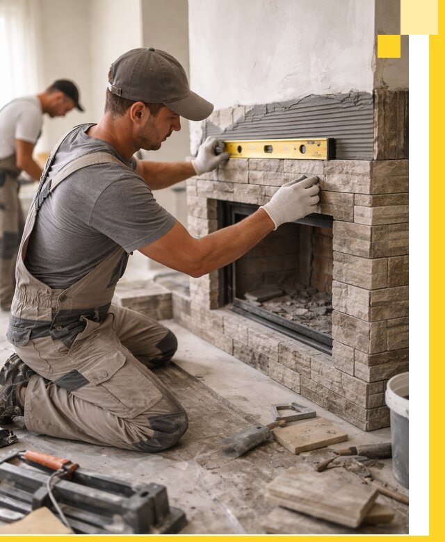 Облицовка каминов в Новосибирске, монтаж и отделка натуральным камнем