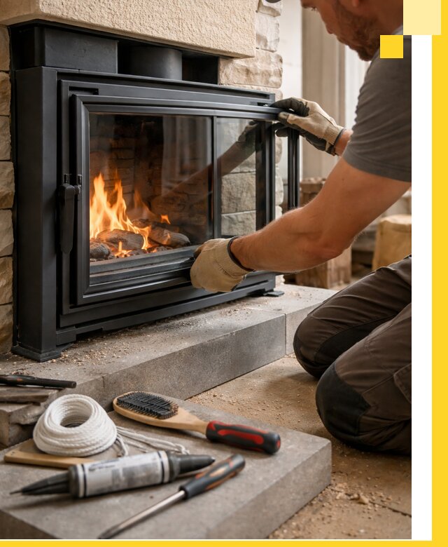 Производство, монтаж и доставка каминов со стеклом в Новосибирске