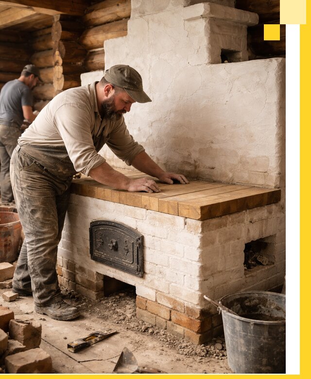 Проектирование и установка русской печи с лежанкой в Новосибирске