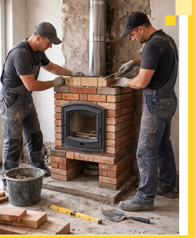 Монтаж печи камина под ключ в Новосибирске с гарантией и пусконаладкой