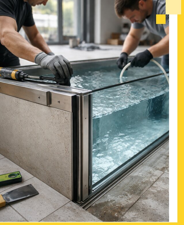 Проектирование и монтаж стеклянных бассейнов в Новосибирске