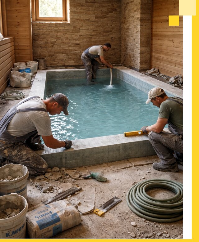 Проектирование и строительство бассейнов для бани в Новосибирске