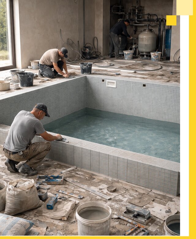 Строительство и монтаж бассейнов в помещении в Новосибирске