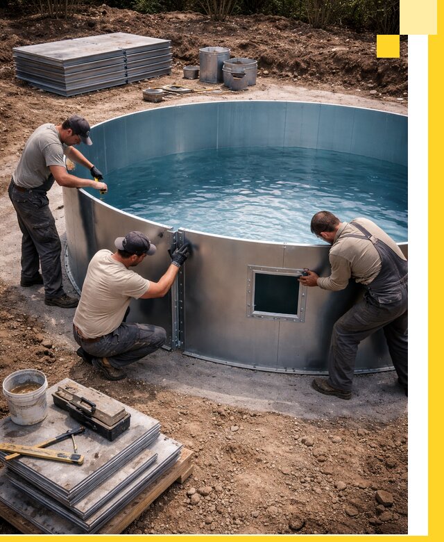 Круглые бассейны под ключ в Новосибирске проектирование и монтаж