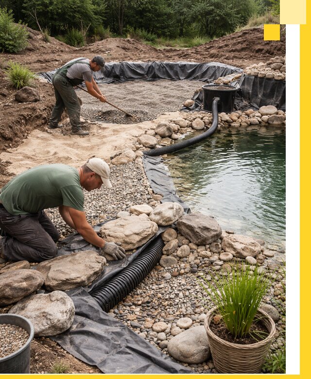 Строительство природных бассейнов и озер в Новосибирске под ключ