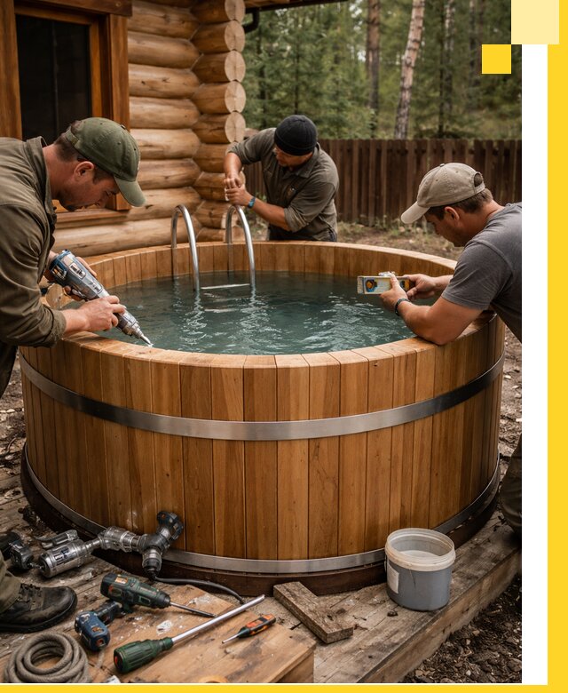 Строительство бань с купелью под ключ и отделкой в Новосибирске