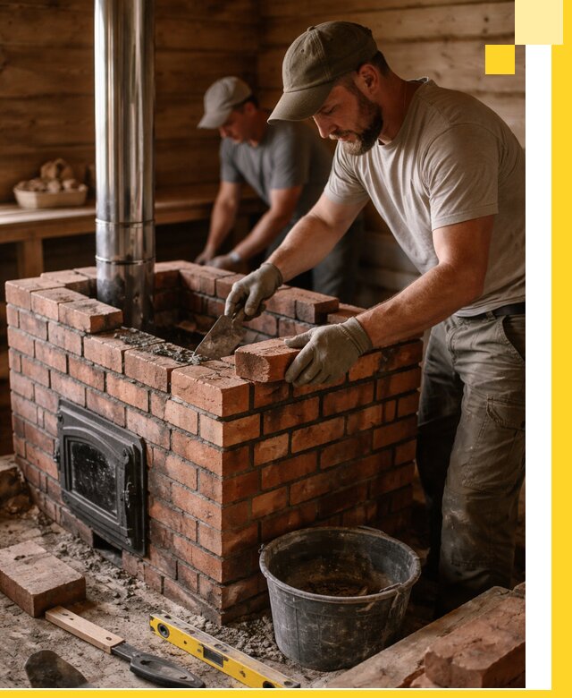 Кирпичные печи для бани под ключ в Новосибирске, проект и монтаж