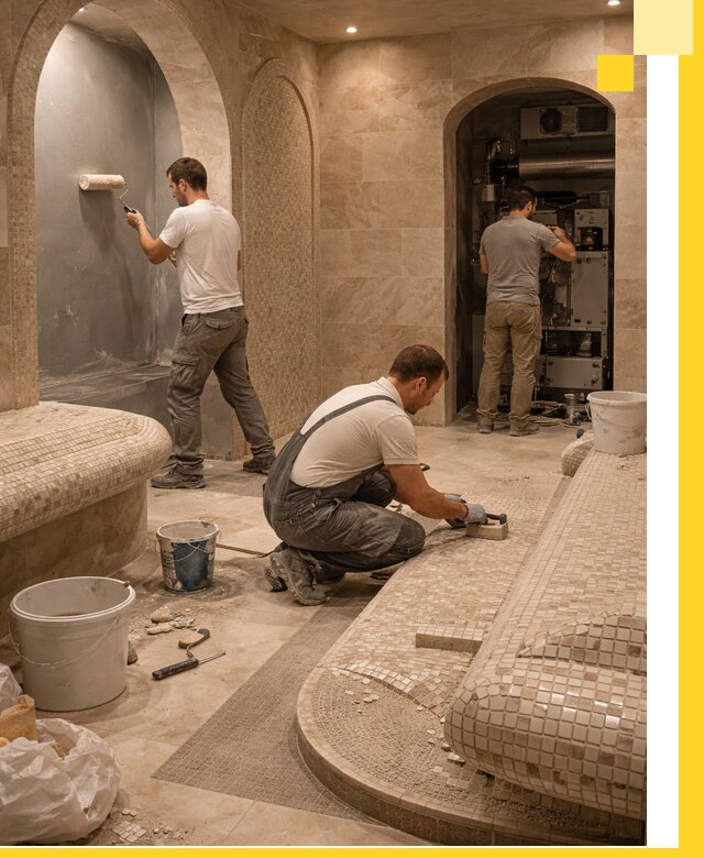 Строительство бани с хамамом и бассейном под ключ в Новосибирске