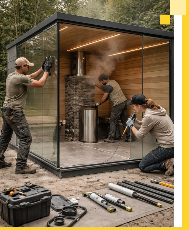 Проектирование и строительство стеклянных бань в Новосибирске