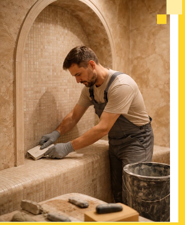 Профессиональная отделка хамамов с мозаикой под ключ в Новосибирске