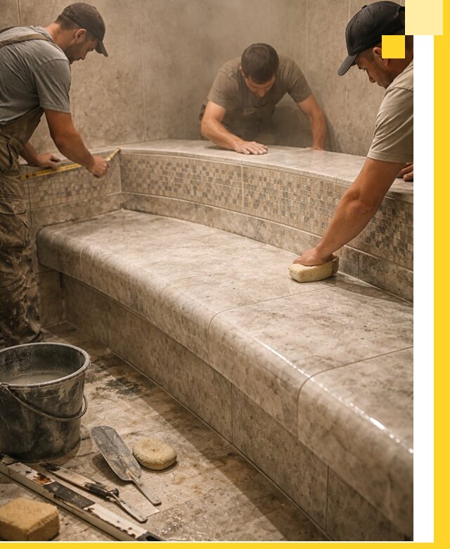 Изготовление и установка сидений для хамама в Новосибирске