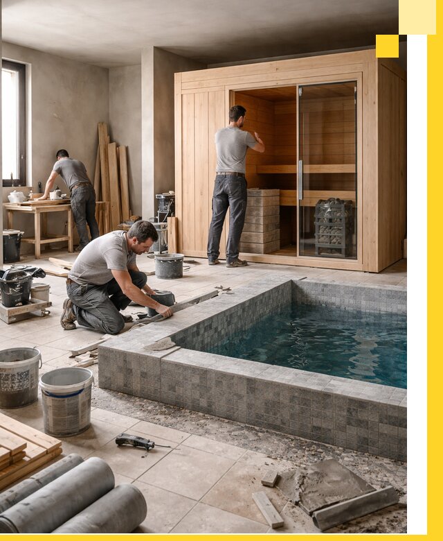 SPA зоны под ключ с бассейном сауной и печью в Новосибирске